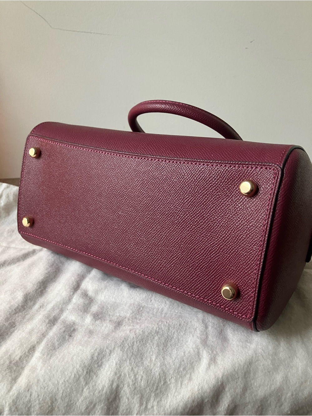 COACH Purse Rowan Satchel Leather Handbag in Berry Pink / Burgundy - Picture 13 of 13